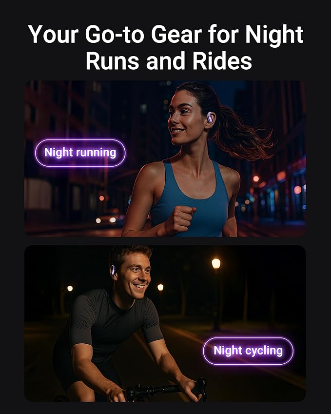 ACEFAST AceFit Pro Open-Ear Headphones, Night Safety Mode for Sports, Powerful Bass, 7.6g Ultra-Comfort, Bluetooth 5.4, 30H Playtime with Digital Display, IP54 Sports Earbuds for Running & Workouts