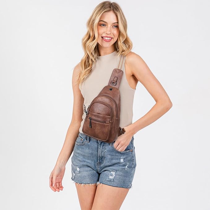 Sling Bag for Women Crossbody Purse Leather Crossbody Bag Fanny Pack Chest Pack for Travel Everyday Vacation