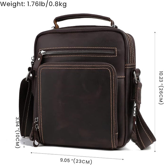 Genuine Leather Small Messenger Bag for Men Vintage Shoulder Crossbody Bags for Work Business Travel