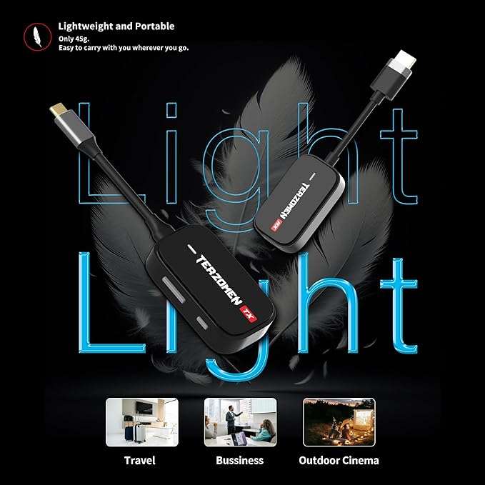 Wireless HDMI Transmitter and Receiver, Wireless Extender for Streaming Video/Audio to TV/Monitor/Projector from PC/Camera/Laptop, AirLink Dongle, to HDMI Display Adapter