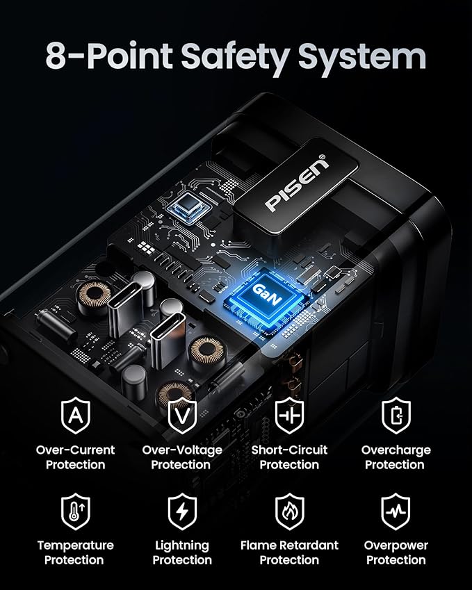 PISEN 4-in-1 Mag-Safe Wireless Charger - 45W GaN Charging Station for Multiple Devices, Qi Certified Mag-Safe Stand Magnetic Wireless Charger Fast Charging for iPhone 16/15/14/13/12, Samsung, AirPods