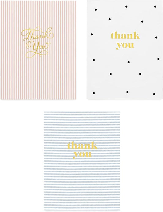 Sugar Paper Thank You Card Box, Greeting Assortment, Set of 12 Thank You Cards and Envelopes, Blank Inside, 6.25" x 2" x 5" Storage Box, 4.25" x 5.5"