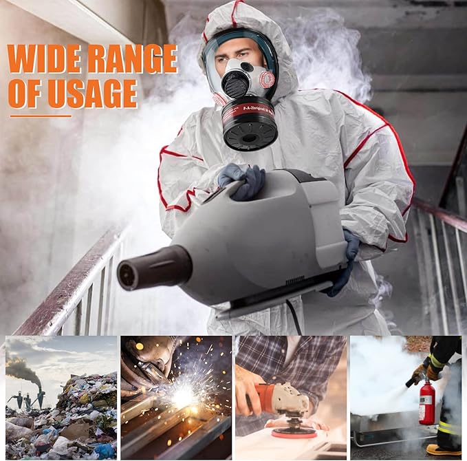 Full face Respirator Mask - Gas Masks Survival Nuclear and Chemical with Activated Carbon Filter for Chemical Dust