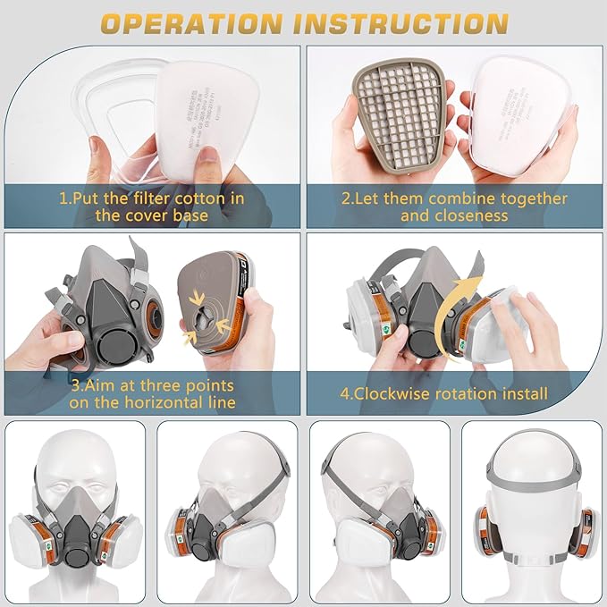 Gas Masks Survival Nuclear and Chemical, Full Face Gas Mask with Activated Carbon Filter