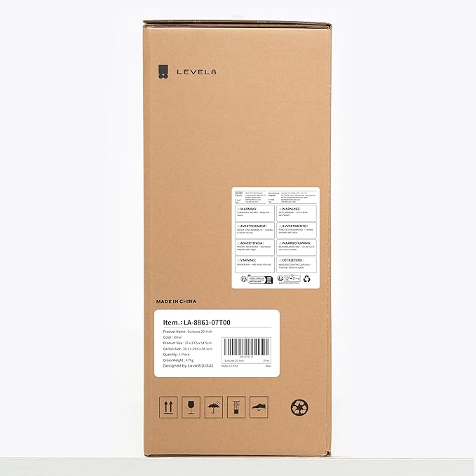 LEVEL8 Carry on Luggage Airline Approved with Spinner Wheels, Lightweight Luminous Textured Travel Bags for Women Men, Tsa Lock Cabin Suitcase, 20 Inch, Pickle Green