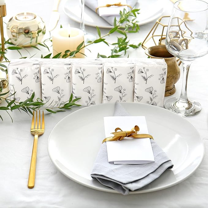 Yinder 100 Pcs Pocket Tissues Bulk Wedding Mini Tissues Travel Size Facial Napkin Bulk for Guests 3 Ply Facial Napkins for Wedding Bride Shower Bachelorette Celebration Party Favors