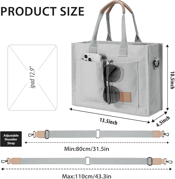Tote Bags for Women Canvas Tote Purse Crossbody with Pockets Top Handle Shoulder Satchel Bag for Women