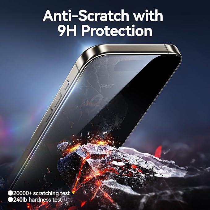 SMARTDEVIL 2+2Pack Privacy Screen Protector for iPhone 15 with Camera Lens Protector,Shatterproof Tempered Glass [True 28°Anti Spy] [9H Hardness] [Automatic Dust-Elimination Install] [Bubble Free]