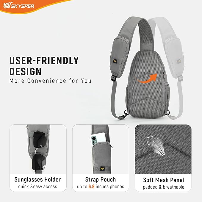 SKYSPER Sling Bag RFID Cross Body Bag Recycled Crossbody Backpack Travel Daypack