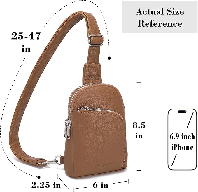 INICAT RFID Blocking Sling Bag Leather Crossbody Bags for Women Fanny Pack Cross Body for Woman Chest Bag for Travel 1.9L