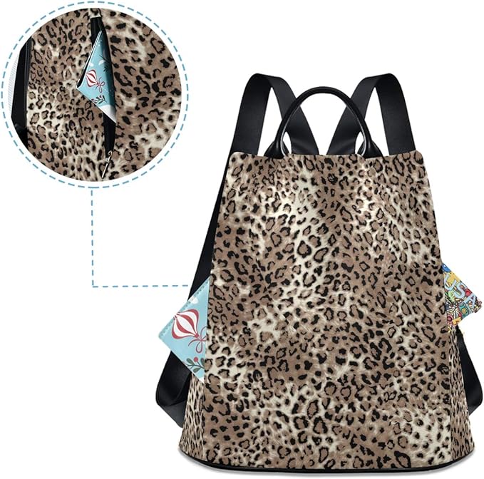ALAZA Leopard Print Cheetah Animal Backpack Purse for Women Anti Theft Fashion Back Pack Shoulder Bag