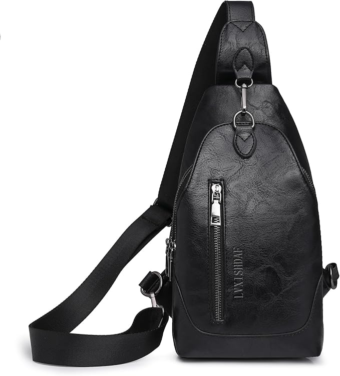 Small Sling Bag for Women - in Vegan Leather Versatile Fanny Pack, Crossbody Bags for Women with Adjustable Guitar Belt Suitable, Black