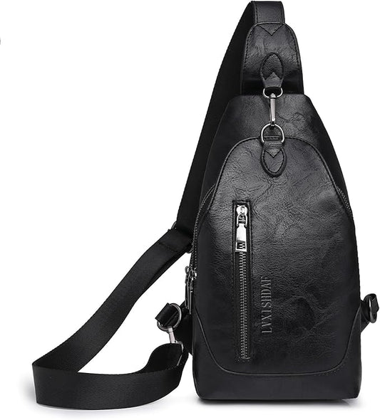 Small Sling Bag for Women - in Vegan Leather Versatile Fanny Pack, Crossbody Bags for Women with Adjustable Guitar Belt Suitable, Black