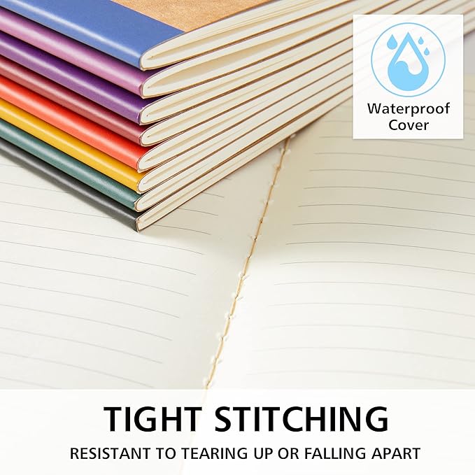 feela 56 Pack Composition Notebooks Bulk, Kraft Cover Lined Blank College Ruled Composition Travel Journals with Jewel Tone Spines For Women Students, 60 Pages, 8.3”x 5.5”, A5, 8 Vintage Colors