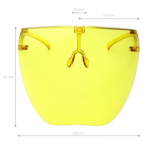zeroUV - Protective Face Shield Full Cover Visor Glasses/Sunglasses (Anti-Fog/Blue Light Filter) (Yellow)