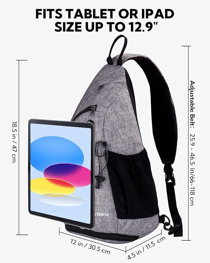 WATERFLY Sling Bag Crossbody Backpack: Over Shoulder Daypack Casual Cross Chest Side Pack