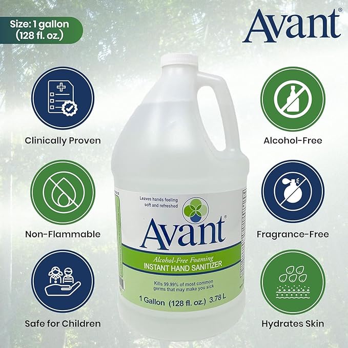 Avant® Alcohol-Free Foaming Hand Sanitizer, 1 Gallon Case of 4 bulk refill