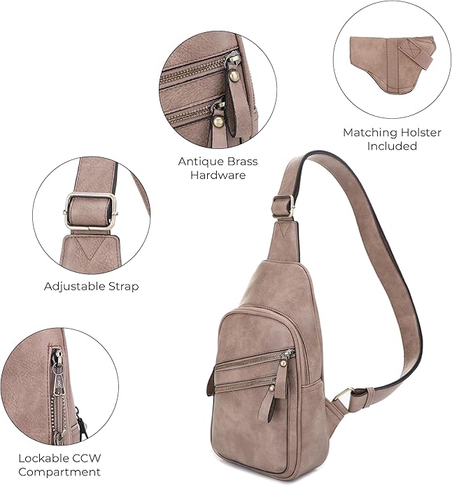 JESSIE & JAMES Jeannie Unisex Multi-Pocket Concealed Carry Sling Bag Crossbody Backpack Purse