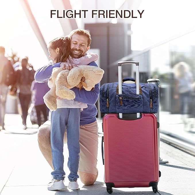 Wildroad 60L Travel Duffel Bag, Expandable Canvas Genuine Leather Duffle Bag Upgraded Overnight Weekender Bag Carry on Bag