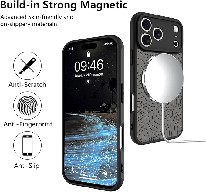 KANGHAR Case Compatible with iPhone 17 Pro Max Curly Line Pattern [Compatible with Magsafe] Cute Spiral Ripples Protective Magnetic Case for Girls Women Men 6.9"