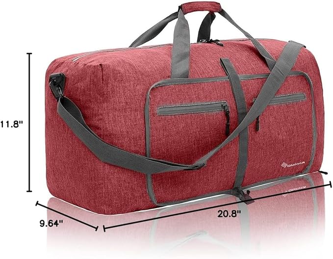 Dimayar 40L Travel Duffle Bag for Men Women - Foldable Duffel Bag with Shoes Compartment - Overnight Bags Waterproof & Tear Resistant(Red)