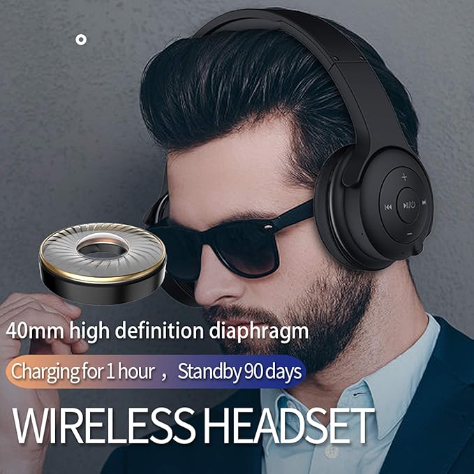 Bluetooth Headphones 2 in 1 Sound Speaker with Microphone Deep Bass Active Noise Cancelling Wireless Headphones Over Ear Comfortable Protein Earpads 30 Hours Playtime Wired/Wireless