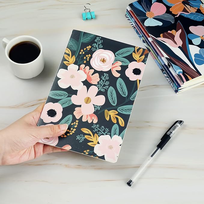 12 Pack Flower Design Dot Grid Notebook Journals Bulk for Traveler, Student and Office, Composition Subject Sketchbook Notebooks with Dotted Grid Paper, 80GSM, 30 Sheets,5.5x 8.3 inch, A5 Size