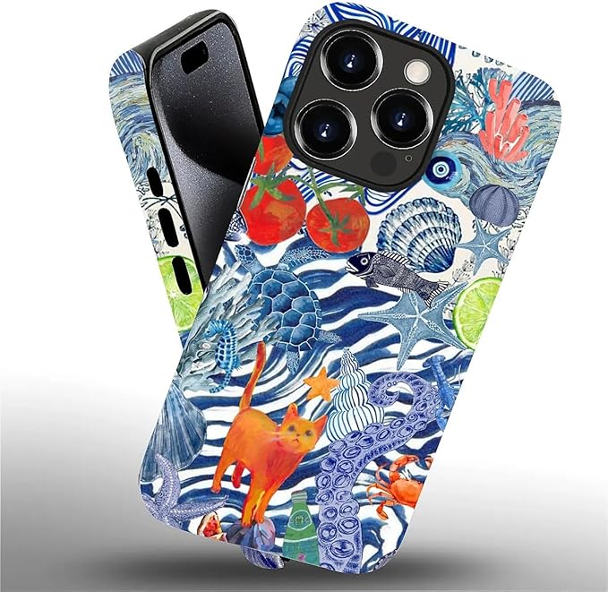 Case for iPhone 15 Pro,Leopard Cherry Shell Aesthetics for Woman Men Full Body Protective Cover Shockproof 2 in 1 Silicone + Hard PC Case for iPhone 15 Pro