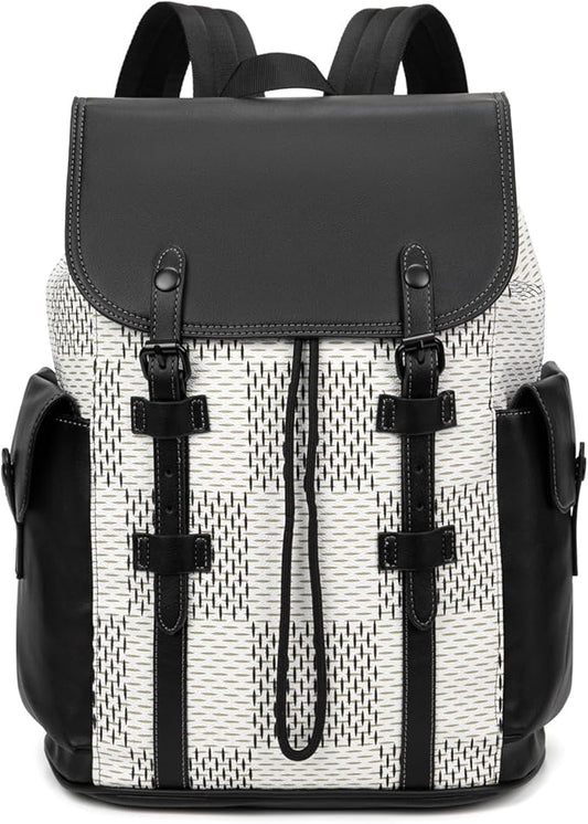 KingTo Laptop Backpack for Men Luxury Anti-Theft Travel Backpack Casual Business Waterproofing Computer Bag (A-White)