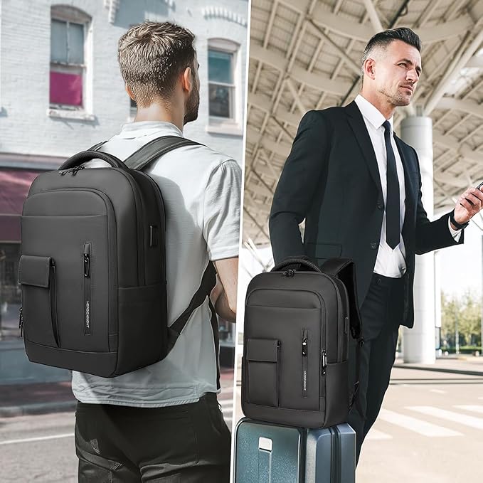 Laptop Backpack for Men, 16 Inch Travel Business Backpack with USB Charging Port, Anti Theft Commuter Work backpack, Water Resistant Computer Bag Bookbag for College Weekender, Black