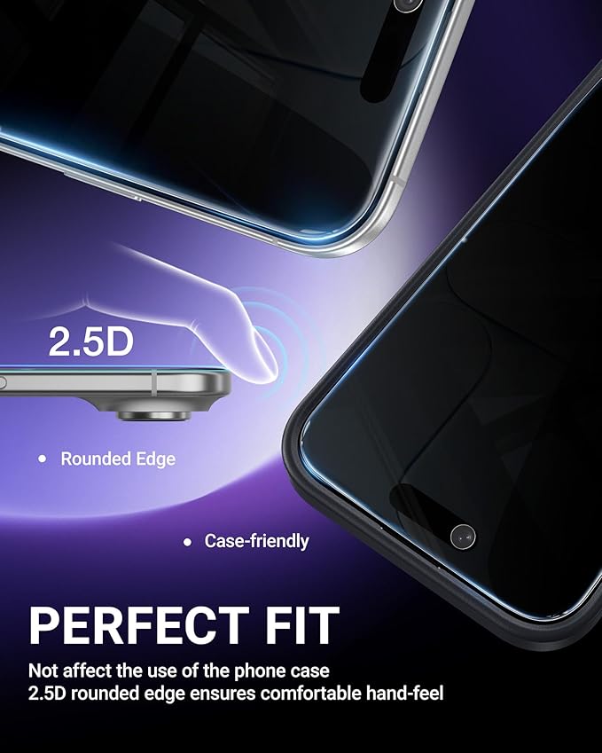 NIMASO for iPhone Air Screen Protector Privacy 6.5-Inch, 2 Pack 9H Hardness Anti-Spy Tempered Glass Military Grade Shatterproof, Anti-Scratch, with Easy Installation Tool