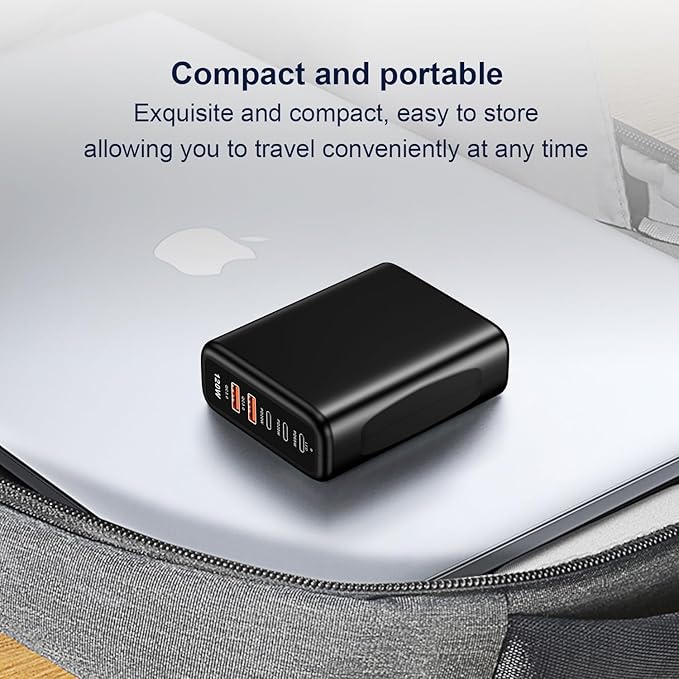 USB c Charger Block 120w Multi 5 Port Charger Block with USB Type c qc3.0 Family-Sized Hub USB Strip Compatible with iPhone Android Smartphone