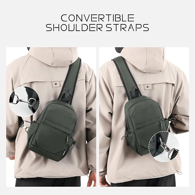 Crossbody Sling Bag Casual Shoulder Hiking Backpack with Convertible Shoulder Strap for Travel Hiking Shopping Leisure Sport