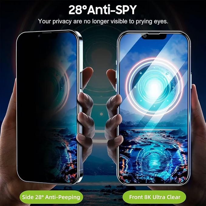 2 Pack Matte Privacy Screen Protector for iPhone 16e/iPhone 13/iPhone 13 Pro/iPhone 14, Anti-Glare Display Filter, 9H Tempered Glass, Full Coverage, Anti-Fingerprint, Auto Dust-Elimination, No Bubble, Easy Installation