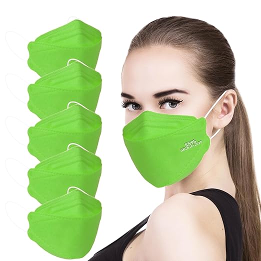 akgk KN95 Face Masks 50 Pack, 5-Ply Disposable Green Face Mask Against PM 2.5 Smoke & Dust, Filtration Efficiency 95%
