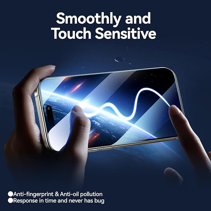 SMARTDEVIL 2+2Pack Privacy Screen Protector for iPhone 15 Pro Max with Camera Lens Protector,Shatterproof Tempered Glass[True 28°Anti Spy][9H Hardness][Automatic Dust-Elimination Install]