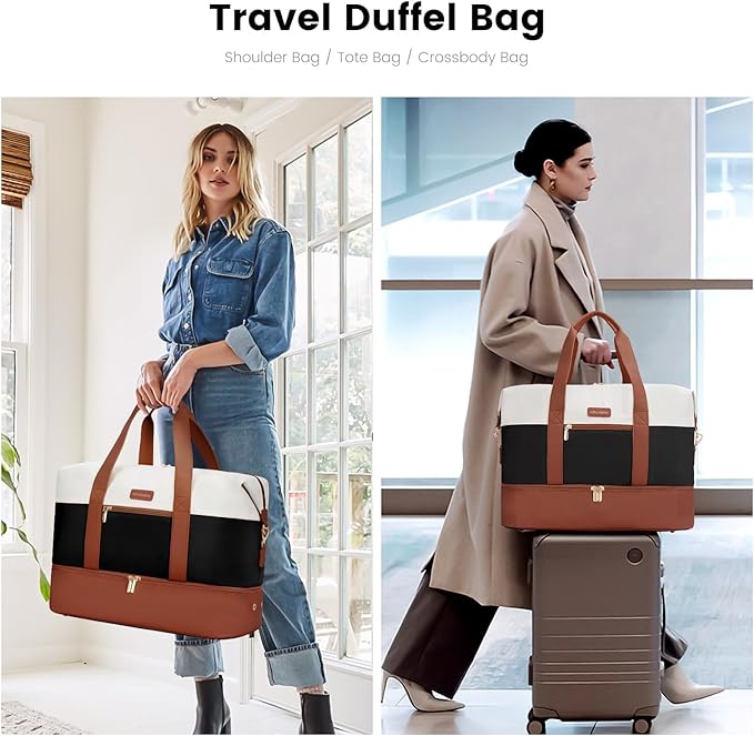 LOVEVOOK Weekender Bag, Large Travel Duffel Bag for Women with 2 Packing Cubes, Carry on Overnight Bag with Shoe Compartment, Mom Hospital Bags for Labor and Delivery