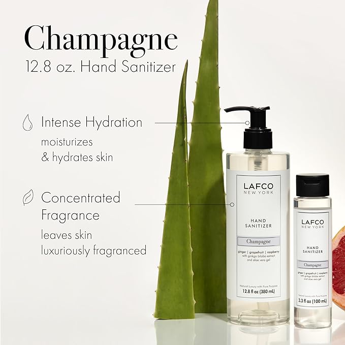 LAFCO New York Hand Sanitizer, Champagne - 12.8 fl oz - Purifies & Hydrates - FDA Approved - Cruelty Free