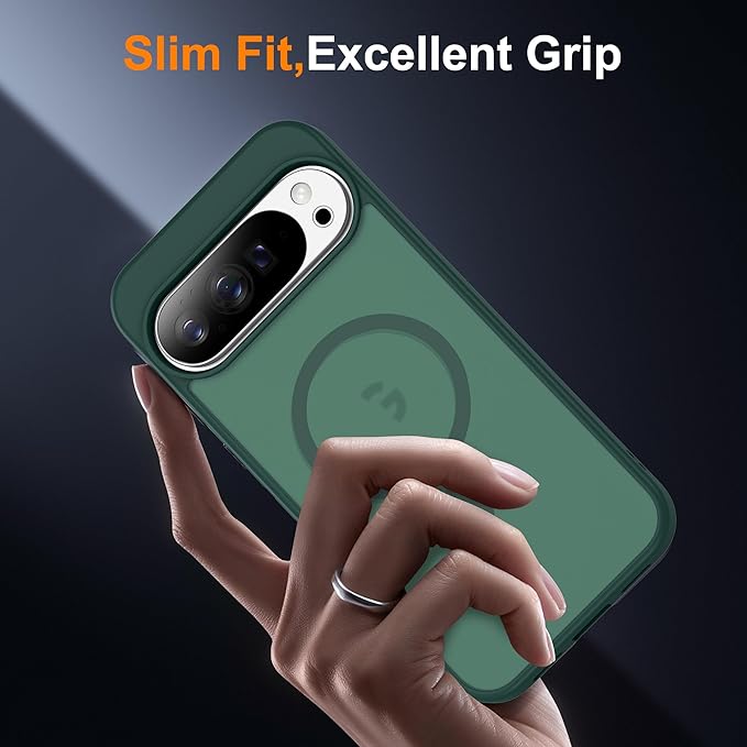 Compatible with Google Pixel 10 Pro XL Case with Magnetic [Compatible with Mag-Safe][Military Grade Drop Protection] Slim Translucent Matte Phone Case with Anti-Fingerprint Tech, Green