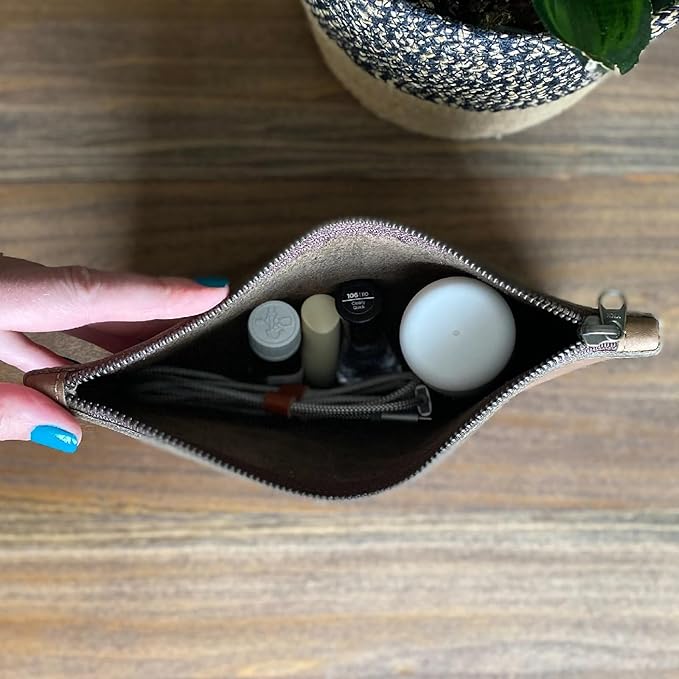 Personalized Leather Zipper Pouch – Monogrammed Travel Case for Pens, Pencils, or Cosmetics – Custom Leather Clutch – Bridesmaid or Bachelorette Gift – Handmade in USA