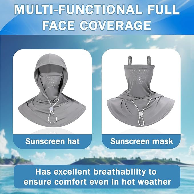 3 Pack Summer Balaclava Sun UV Protection Hood Breathable Full Head Mask Face Cover for Men Women Motorcycle Cycling Fishing