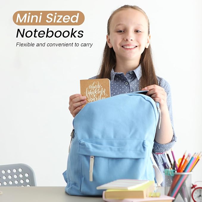 Oucaru 64PCS Mini Notebooks Bulk, 3.5" x 5.5", Brown, 60 Pages Blank Paper Small Pocket Notebook Set, Mini Journal Memo Notepads for Kids, Students, Traveler, School Office Supplies