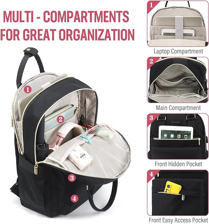 LOVEVOOK Laptop Backpack for Women 15.6 Inch Laptop Bag with USB Port, Fashion Waterproof Backpacks Teacher Nurse Stylish Travel Bags Vintage Daypacks Bookbag for College School Work