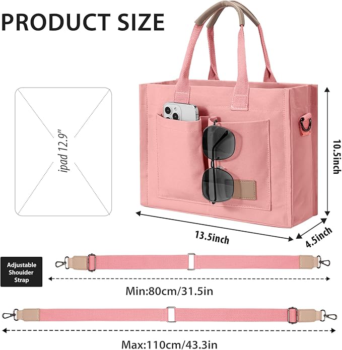 Tote Bags for Women Canvas Tote Purse Crossbody with Pockets Top Handle Shoulder Satchel Bag for Women