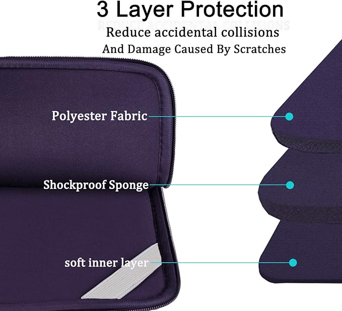 Laptop Case Bag 15.6 inch, Shockproof Protective Computer Carrying Cover with Front Pocket, Briefcase Handbags Laptop Sleeve for 15.6 inch HP, Dell, Acer, Asus, Notebook, Purple