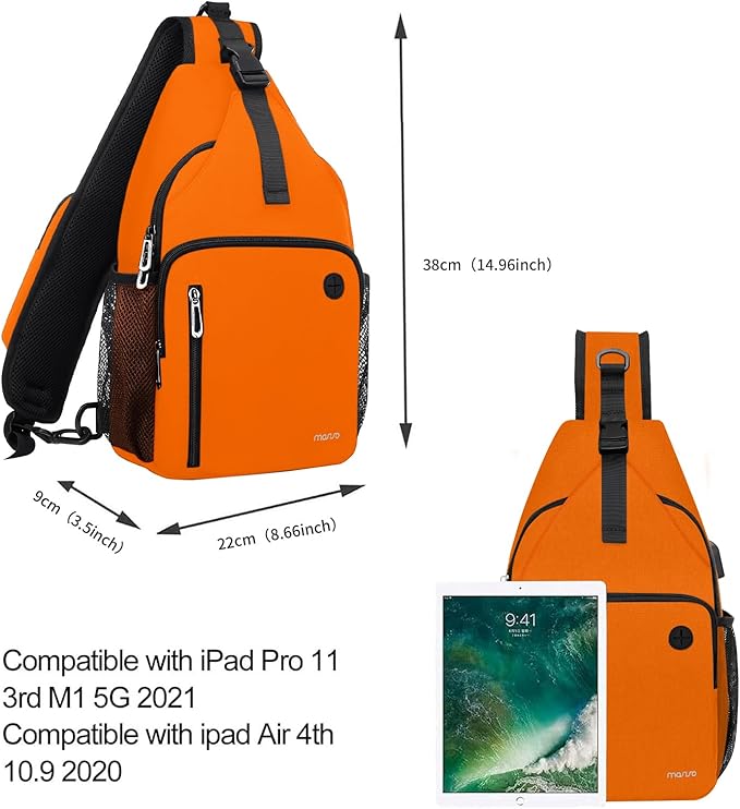 MOSISO Sling Backpack Bag, Crossbody Shoulder Bag Travel Hiking Daypack Chest Bag with Front Square Pocket&USB Charging Port