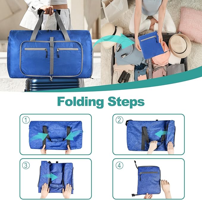 Dimayar Travel Duffle Bag for Men Women - Foldable Duffel Bag with Shoes Compartment - Overnight Bags Waterproof & Tear Resistant(115L,Navy Blue)