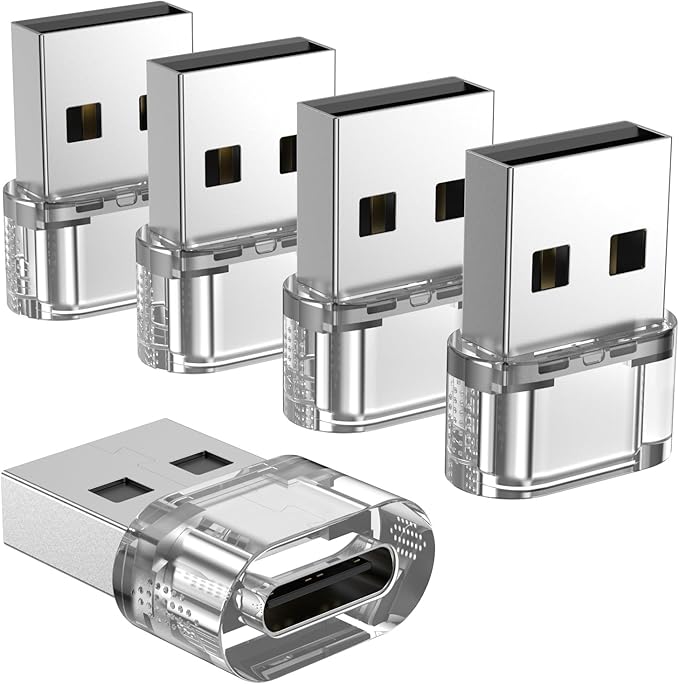 USB to USB C Adapter 5 Pack,USB C Female to A Male Charger Converter Compatible with Apple Watch Ultra iWatch,iPhone 16/15/ Pro Max Plus,iPad,Samsung Galaxy S23,Car, Laptop,Charger, Quest Link, etc.