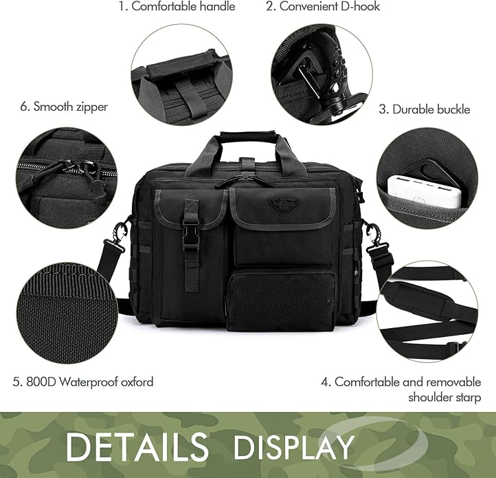 BAGZY Tactical Messenger Bag for Men Multifunctional Tactical Briefcase Men's Military Laptop Work Bag for Business Teacher