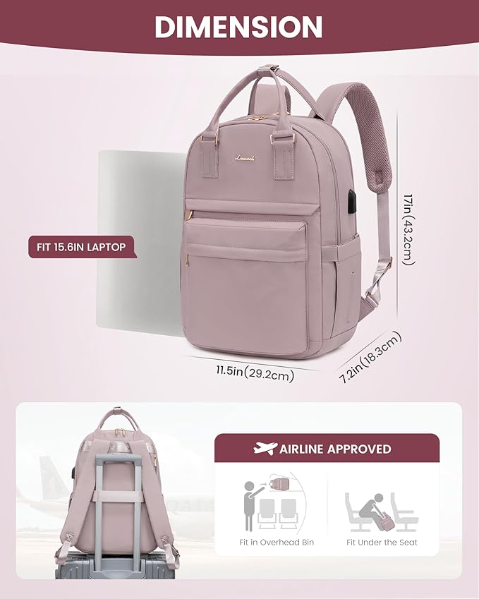 LOVEVOOK Laptop Backpack for Women 15.6 Inch Laptop Bag with USB Port, Fashion Waterproof Backpacks Teacher Nurse Stylish Travel Bags Vintage Daypacks for College Work